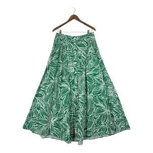 Tabitha Brown + Target Maxi Skirt sz M Green White 100% Cotton Button Front